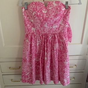 Pink Lilly Pulitzer strapless mini dress